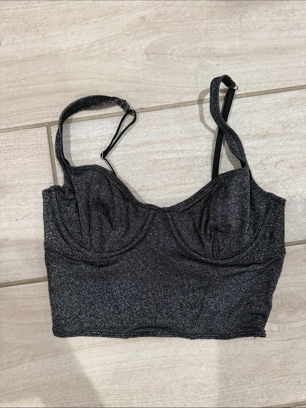 Gilly Hicks Black Shimmery Bralette Crop Top